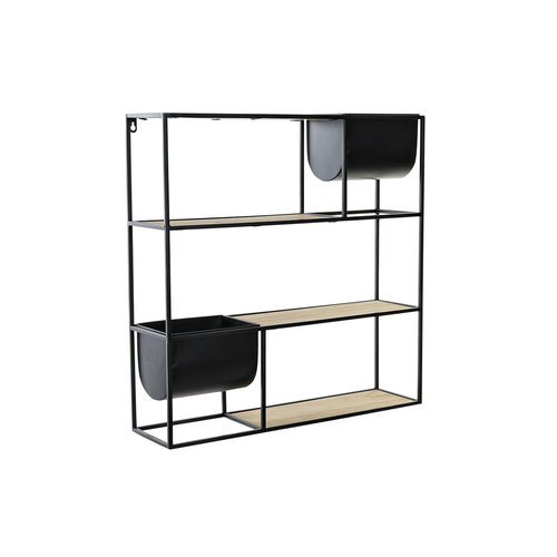 Shelves DKD Home Decor Natural Black Metal 60 x 15 x 60 cm MDF Wood