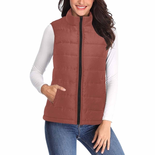 Womens Puffer Vest Jacket / Cognac Red