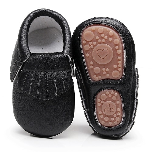 Hard sole baby moccasins soft PU Leather tassel