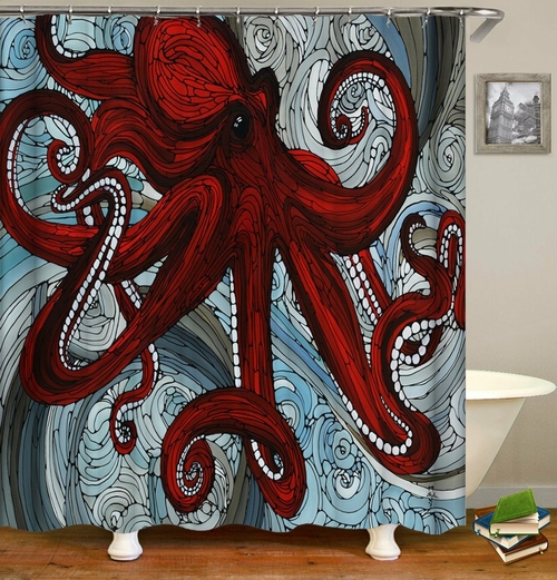 Stained Glass Octopus Shower Curtain