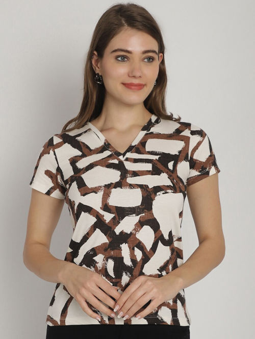 Cream Cotton Regular Tshirt(SizeM)(ColorCream )