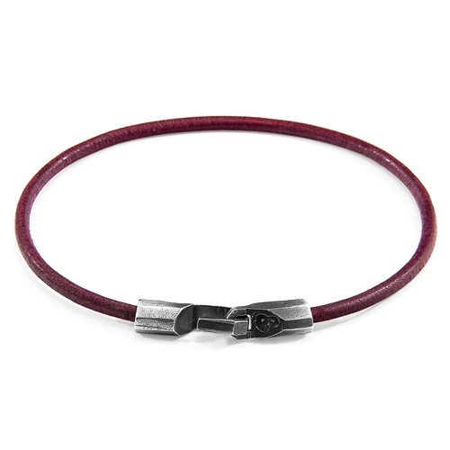 Bordeaux Red Talbot Silver & Leather Bracelet