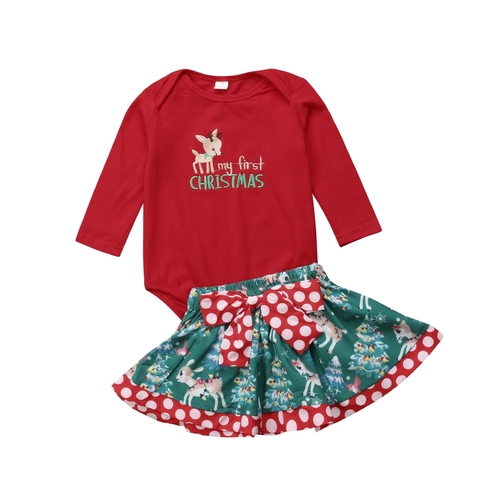 Xmas Pretty Toddler Baby Girls Cute Clothes 2PCS