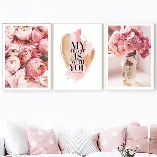 Scandinavian the Picture Pink Flowers