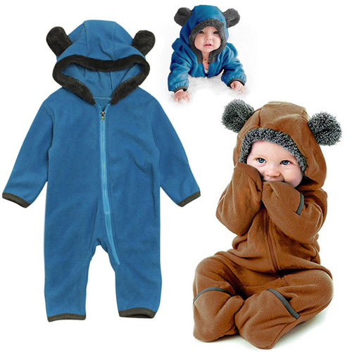 Baby Hooded Warm Zipper Romper Newborn Infant