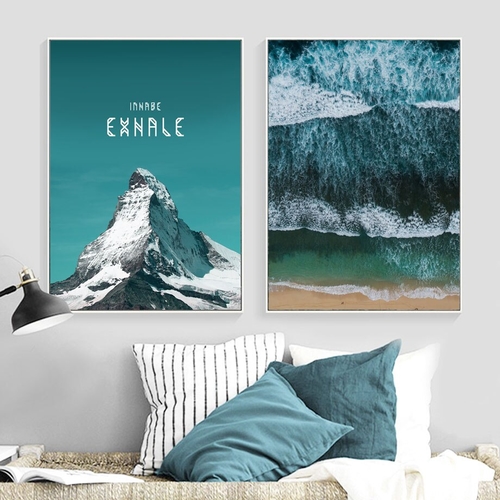 Wall Art Canvas Painting Green Sea Snow