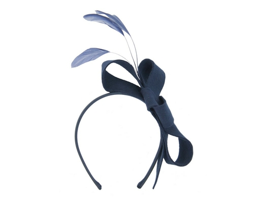 Navy felt bow winter racing fascinator