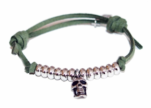 Mens green skull bracelet