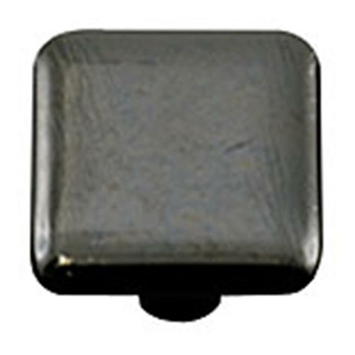 Hot Knobs HK4005-KB Metallic Silver Square Glass Cabinet Knob - Black