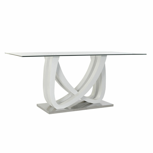 Dining Table DKD Home Decor Crystal Silver Transparent White MDF Wood