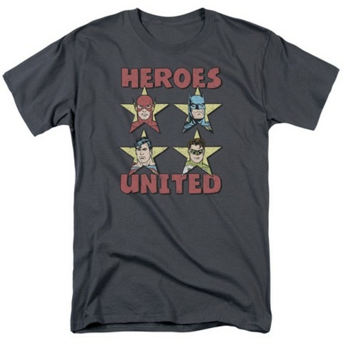 Trevco Jla-United Stars Short Sleeve Adult 18-1 Tee- Charcoal - Small