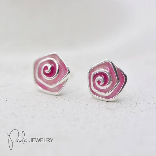 Pink Rose Earrings