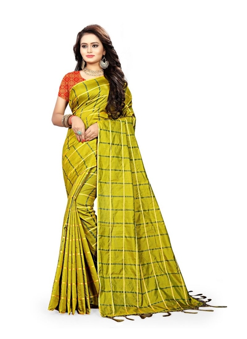 Light Green Color Sana Checks  Saree