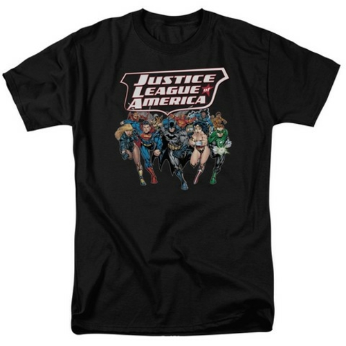 Trevco Jla-Charging Justice Short Sleeve Adult 18-1 Tee- Black - 3X