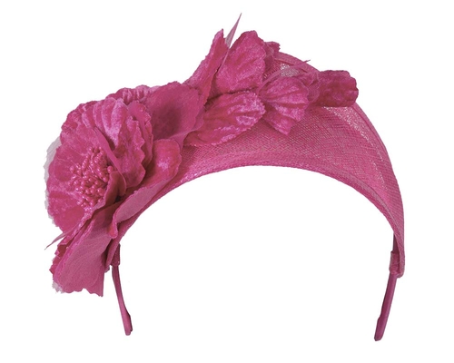 Wide fuchsia flower headband fascinator