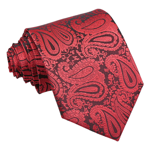 Paisley Classic Tie - Black & Red