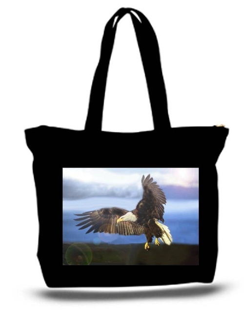 American Bald Eagle In Flight Large Tote Grocery & Stuff Bag