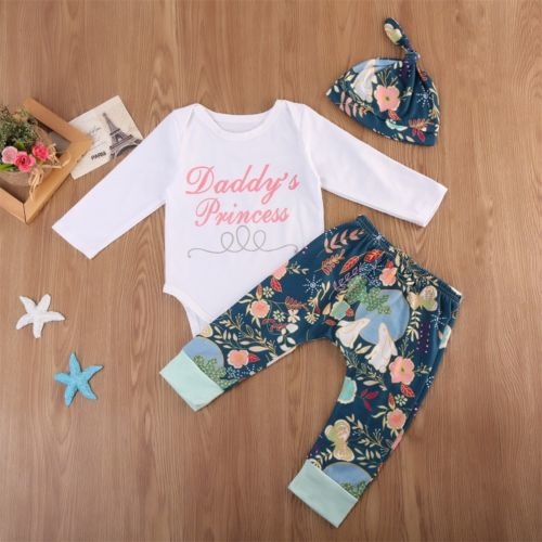 Newborn Infant Baby Girl Floral Letter Print