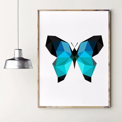 Triangle Polygonal Butterfly Wall Art Print