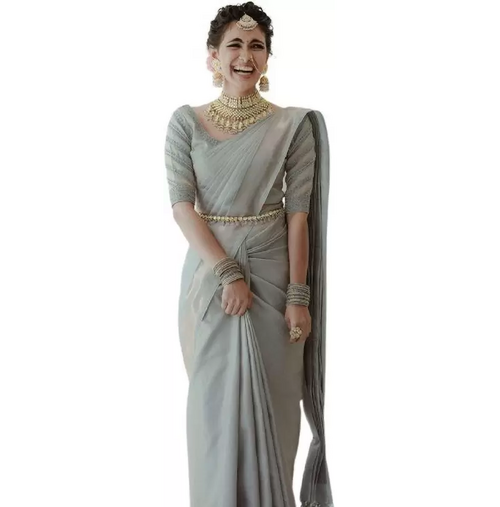 Woven Kanjivaram Pure Silk Saree (Grey)