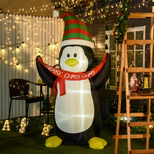 HOMCOM 8'  Christmas Inflatable Penguin LED Lights Indoor Outdoor
