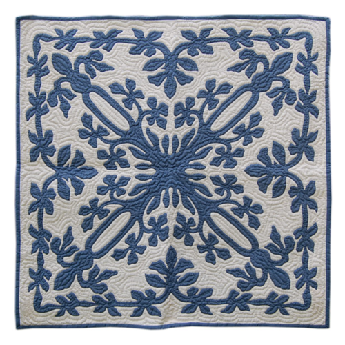 42″ Hawaiian Quilt Wall Hanging – Wedgewood Blue Orchid Design