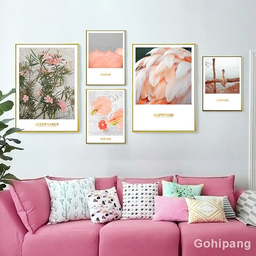 Nordic Poster Feather Wall Pictures For Living