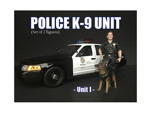 Police Officer Figure with K9 Dog Unit I for 1/24 Scale Models by
