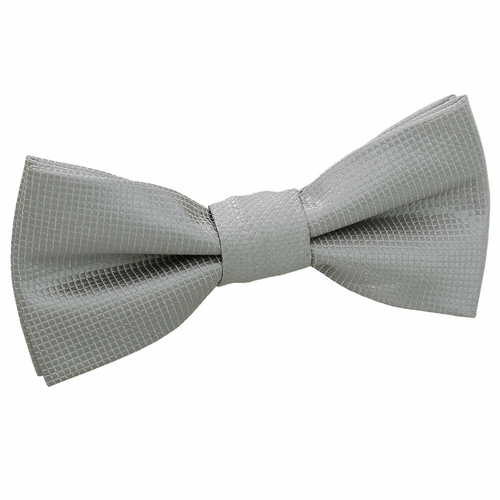 Solid Check Pre-Tied Bow Tie - Boys - Silver