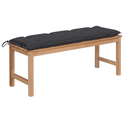 Garden Bench with Anthracite Cushion 59.1" Solid Teak Wood