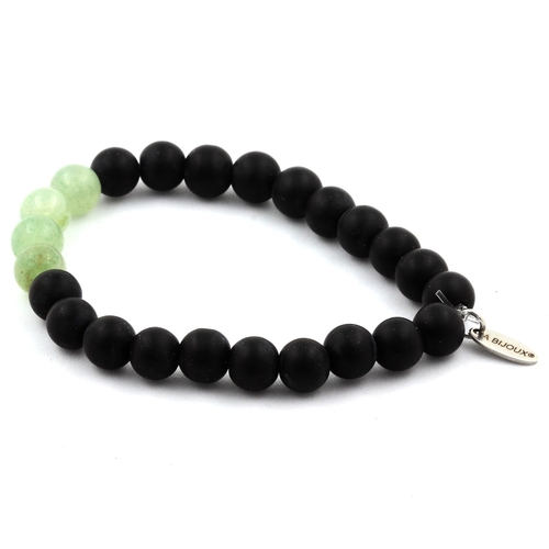 Matte Black Onyx + Aventurine Bracelet 8 mm.