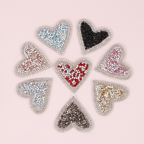 AB Colors Heart Motifs Sticker Iron on Hotfix
