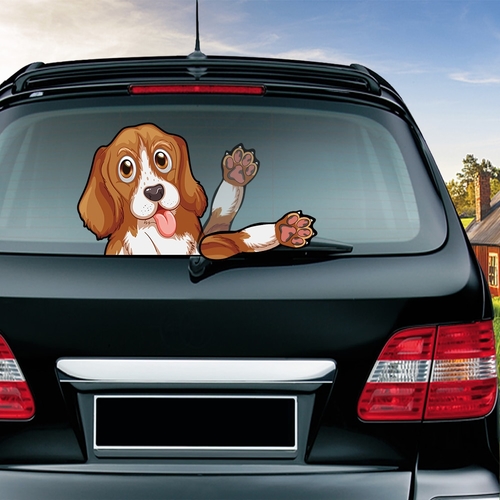 Beagle Waving Wiper Decals PVC  Rear Window Wiper