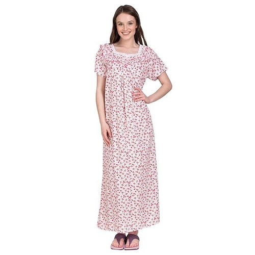 Women's Cotton Nighty Night Gown, Multicolor