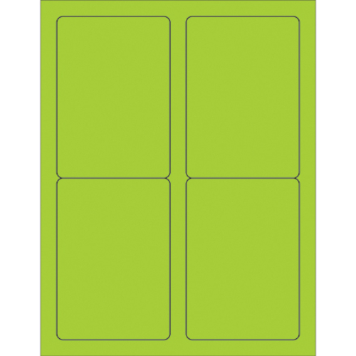 Box Partners LL176GN 3.5 x 5 in. Green Rectangle Laser Labels - Pack o