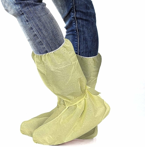 Disposable Shoe Covers for Indoors Non Slip. Pack of 10 Yellow Shoe