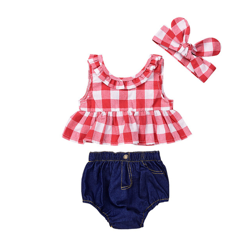 Toddler Baby Girls Clothes Summer Plaid Skirted