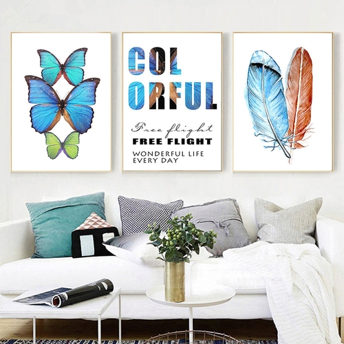 Blue Butterfly Feather Poster