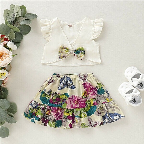 USA Toddler Baby Girls Clothes Sleeveless Floral