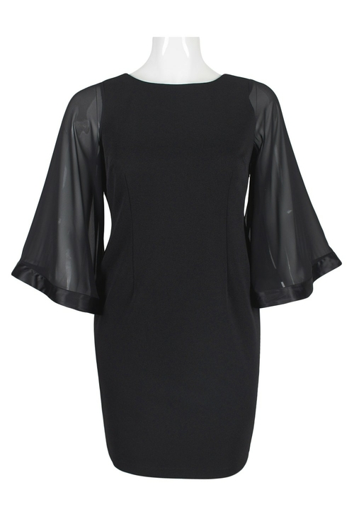 Adrianna Papell Crew Neck Long Sleeve Zipper Back Solid Ottoman