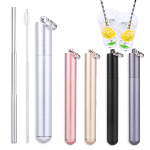 1Set Eco Friendly Metal Straw with Cleaning Brush