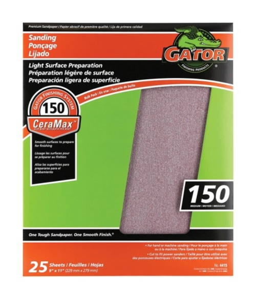 Gator Grit 3405 150 Grit Sandpaper - pack of 25