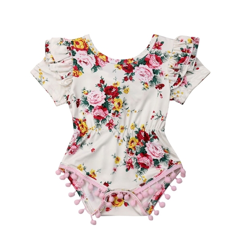 Newborn Baby Girl Floral Romper Outfit Summer