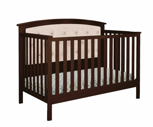 Bentley Tufted 4-in-1 Convertible Crib- Espresso/Beige 