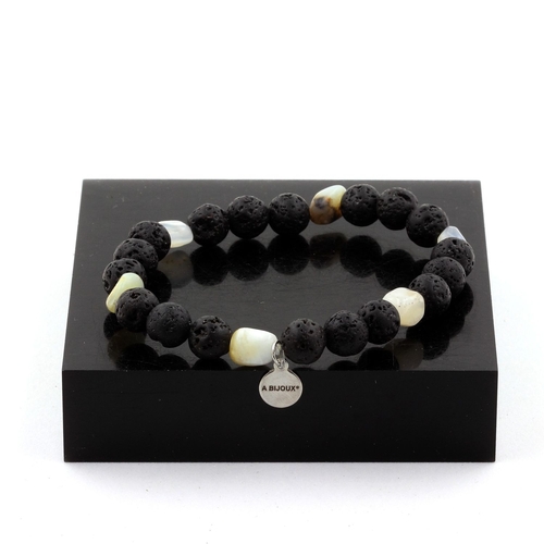 Multicolor Opal from Australia + Lava Bracelet 8 mm Beads.