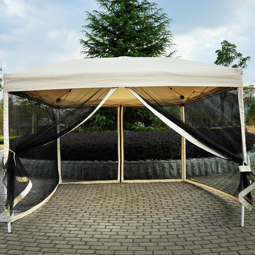 Outsunny Easy Pop Up Canopy Tent with Mesh Side Walls, 10-Feet x