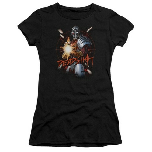 Trevco Jla-Deadshot Short Sleeve Junior Sheer Tee- Black - Medium