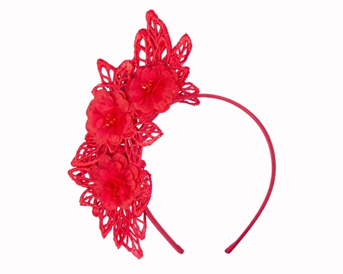 Red lace fascinator