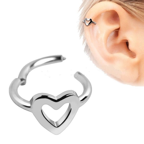 316L Stainless Steel Heart Seamless Clicker Ring - Heart Cartilage