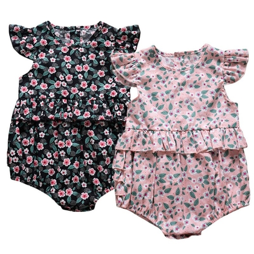 Cute Newborn Baby Girl Flowers Bodysuits Summer